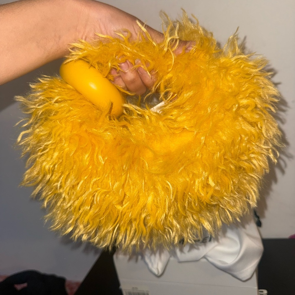 JW PEI Yellow Fluffy Mini Bag